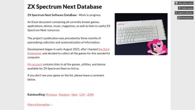 Screenshot of ZX Spectrum Next Database